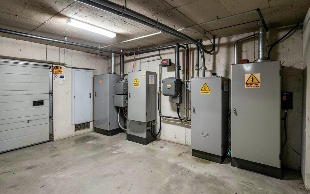 Centro de transformación eléctrica en el garaje de un edificio