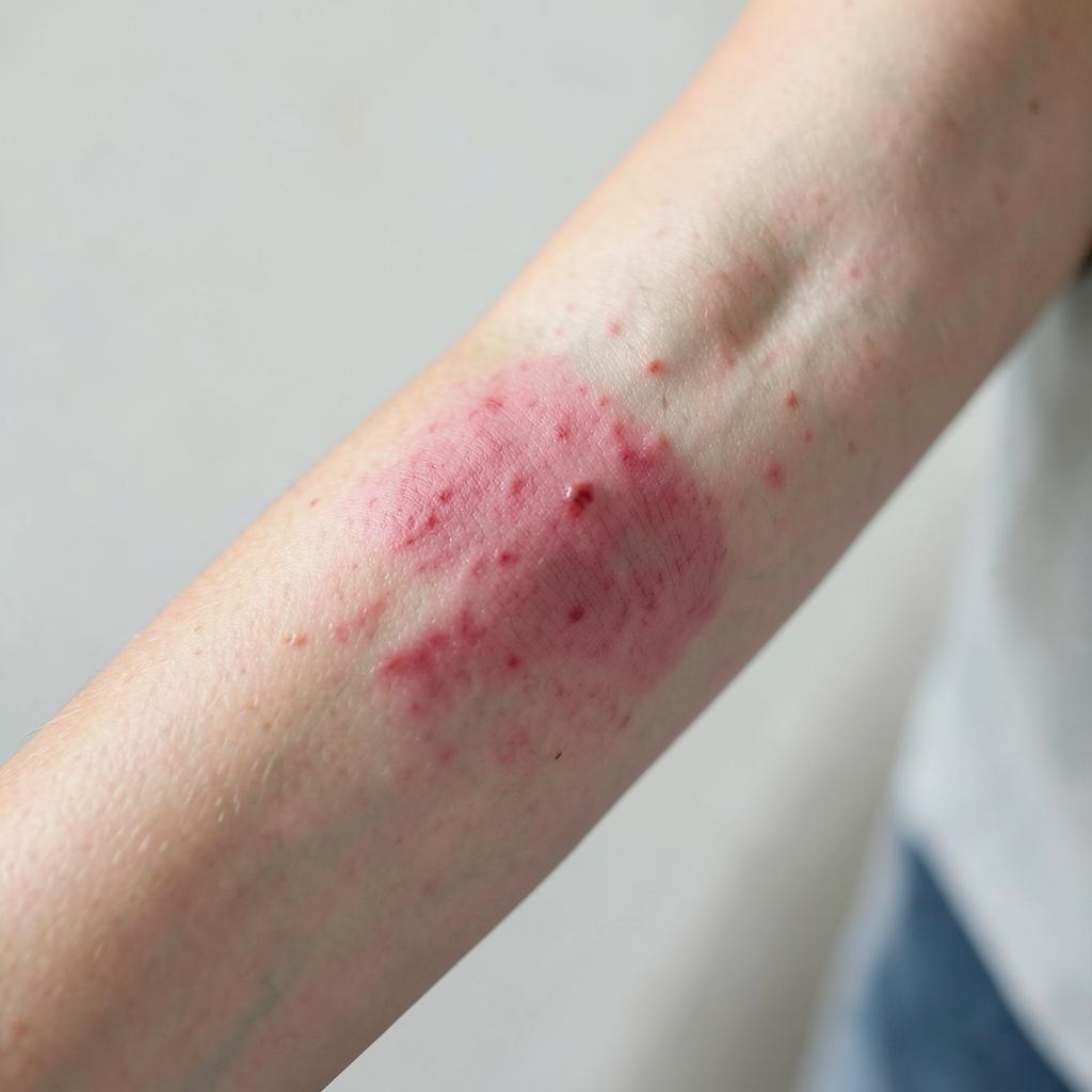 Primer plano de un brazo con enrojecimiento o alteración cutánea